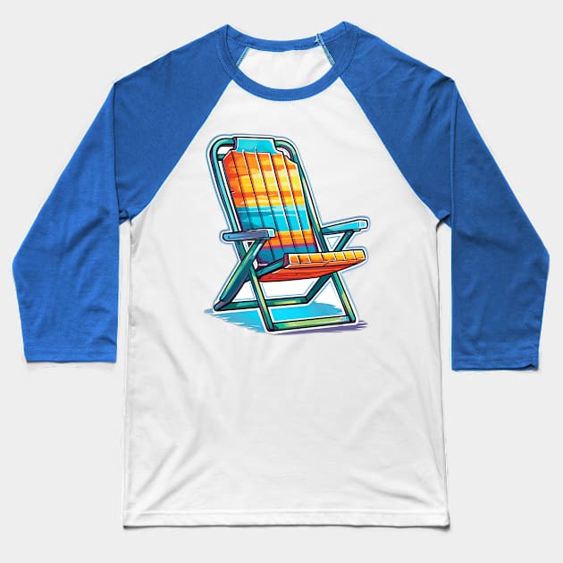 Folding beach chair design Baseball T-Shirt by Maverick Media